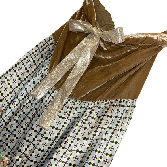mimi liberte michel klein gold foil velvet ethnic print patchwork maxi s… - Picture 9 of 9